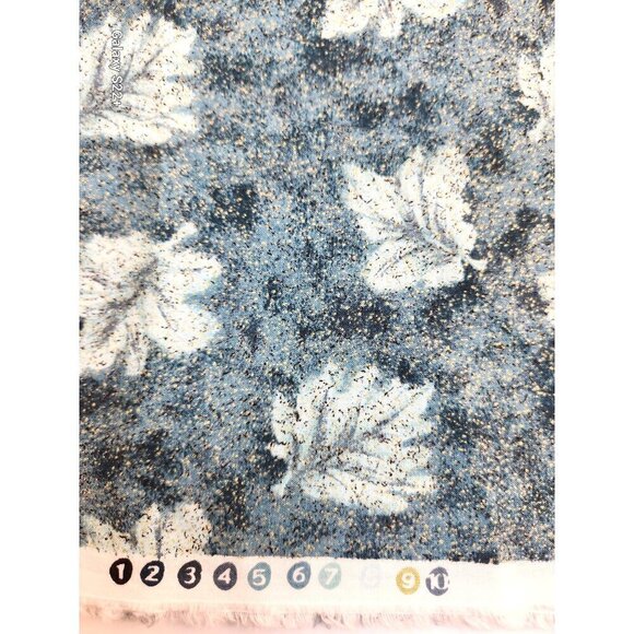 Gold Dust Inspirations Design 2167 Blue Teal Green Leaf Print Fabric 2 yards - Picture 3 of 5